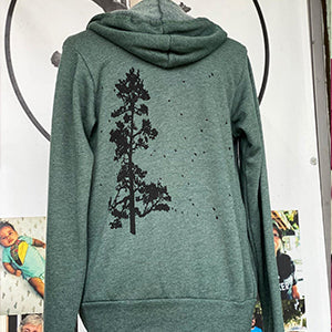 Pine Tree Flock Sponge Fleece Zip up Hoodie