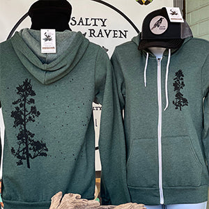 Pine Tree Flock Sponge Fleece Zip up Hoodie