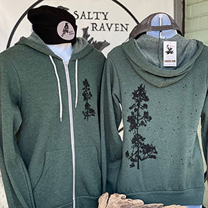 Pine Tree Flock Sponge Fleece Zip up Hoodie