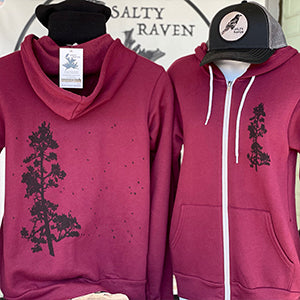 Pine Tree Flock Ultra Soft Zip up Hoodie - Unisex Maroon