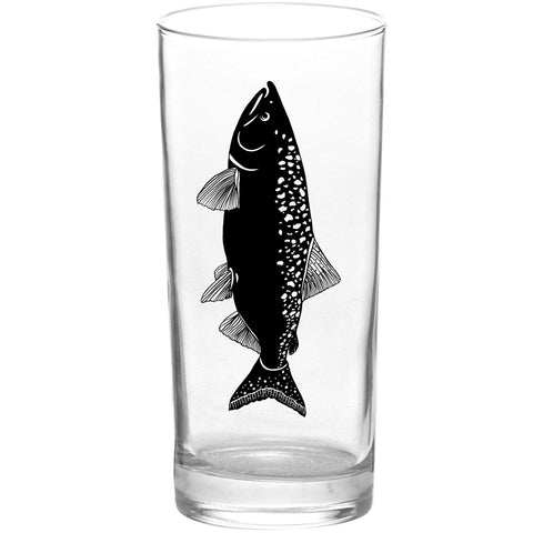Fish Salmon Black Tall Collins Glass