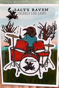 Salty Raven Drums Die-Cut Vinyl Sticker (Small & Large)