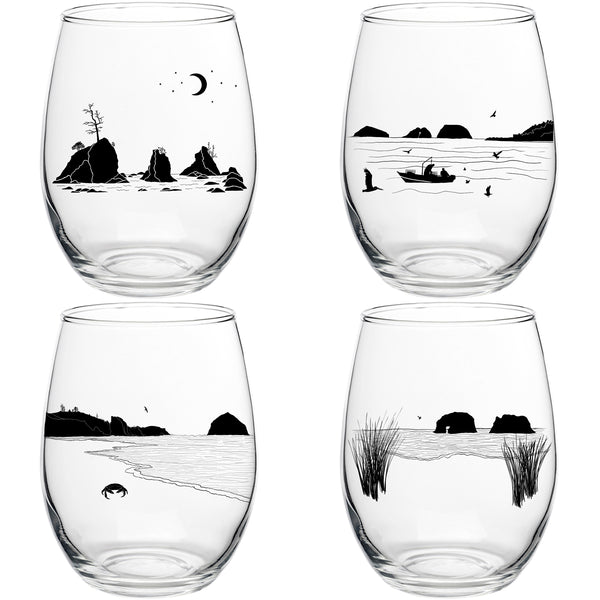 Sea Stacks Stemless Wine Glassware Boxed Sets