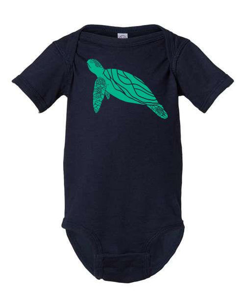 Sea Turtle One Piece - Infant Vintage Navy