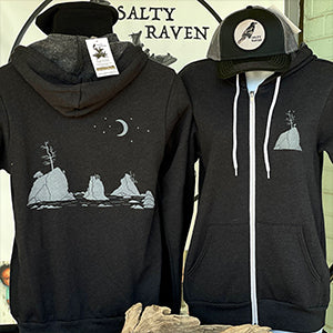 Moon Over Three Graces Ultra Soft Zip Up-Hoodie - Unisex Black Heather