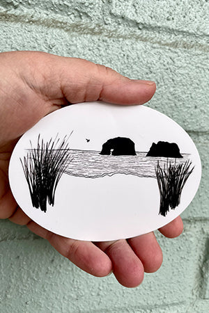 Twin Rocks Die-Cut Oval Vinyl Clear Sticker