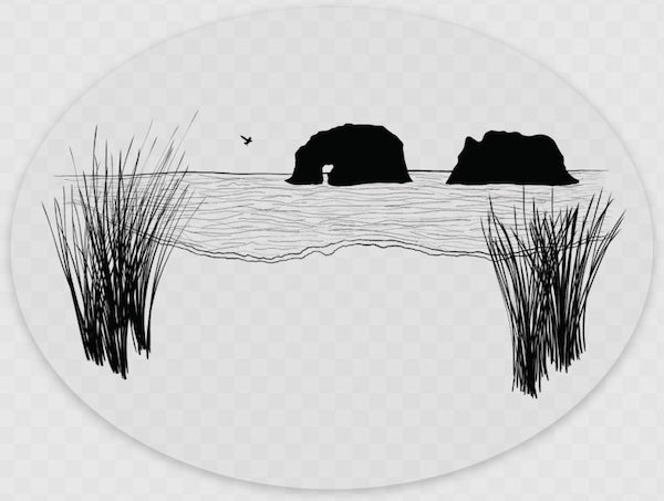 Twin Rocks Die-Cut Oval Vinyl Clear Sticker