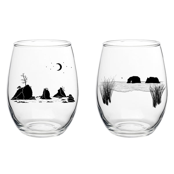 Sea Stacks Stemless Wine Glassware Boxed Sets