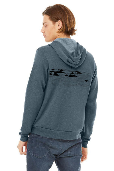 Whale's Tail Ocean Ultra Soft Zip up Hoodie - Unisex Heather Slate