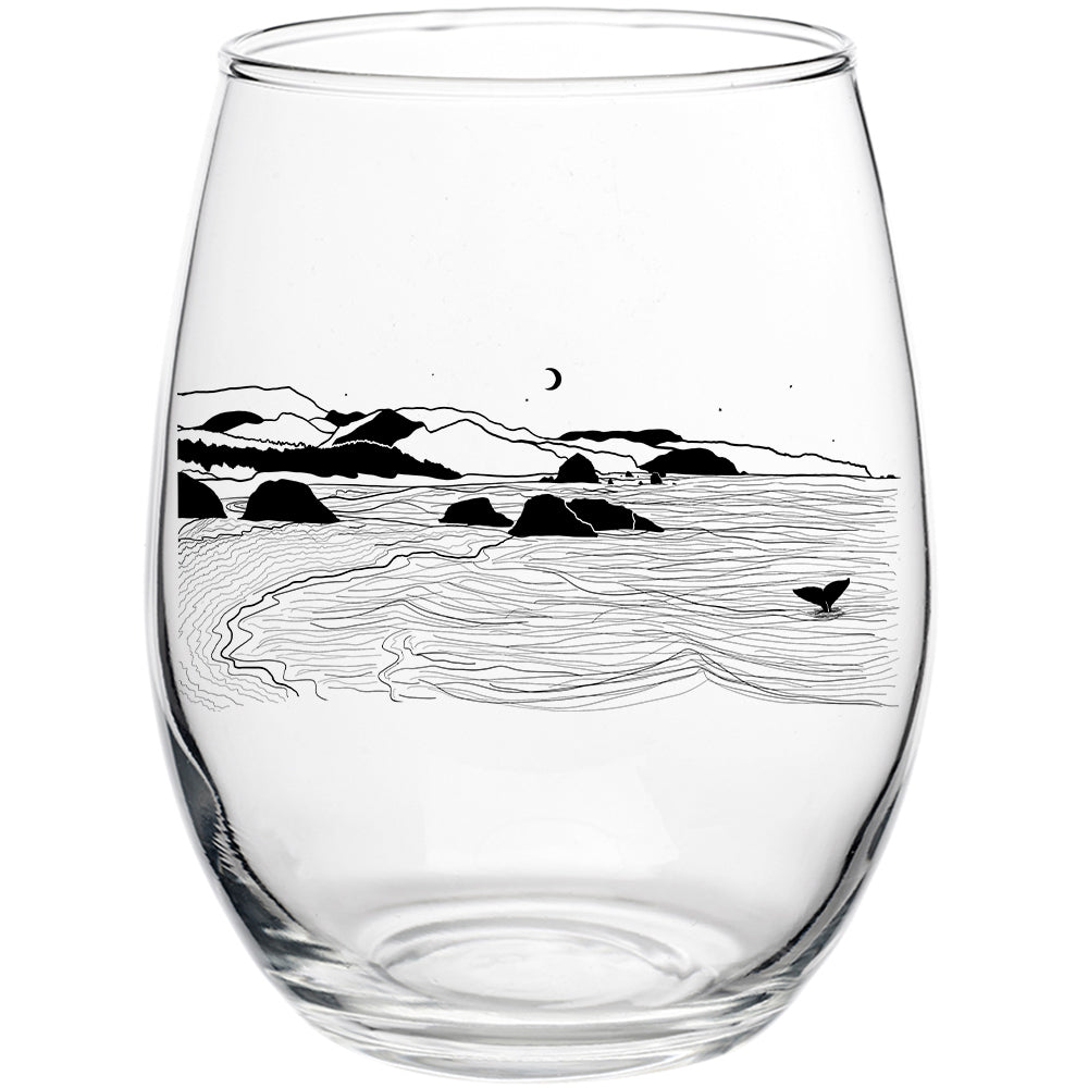 Whale Tail Stemless Wine Glass