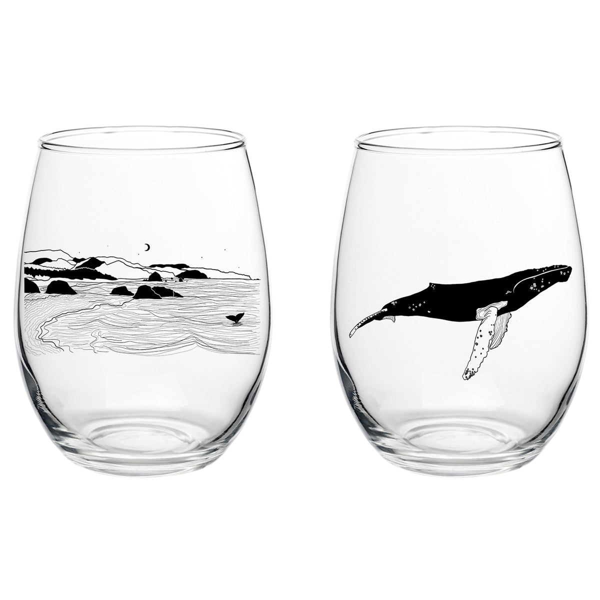 Gone Fishing” Stemless Wine Glass Boxed Set – Salty Raven