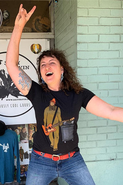 Mr Big on Bass  T-Shirt - Women's Black Heather