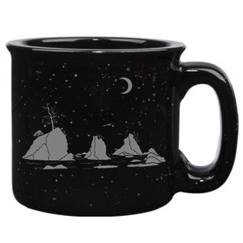 Moon Over Three Graces Black 15oz Ceramic Campfire Mug