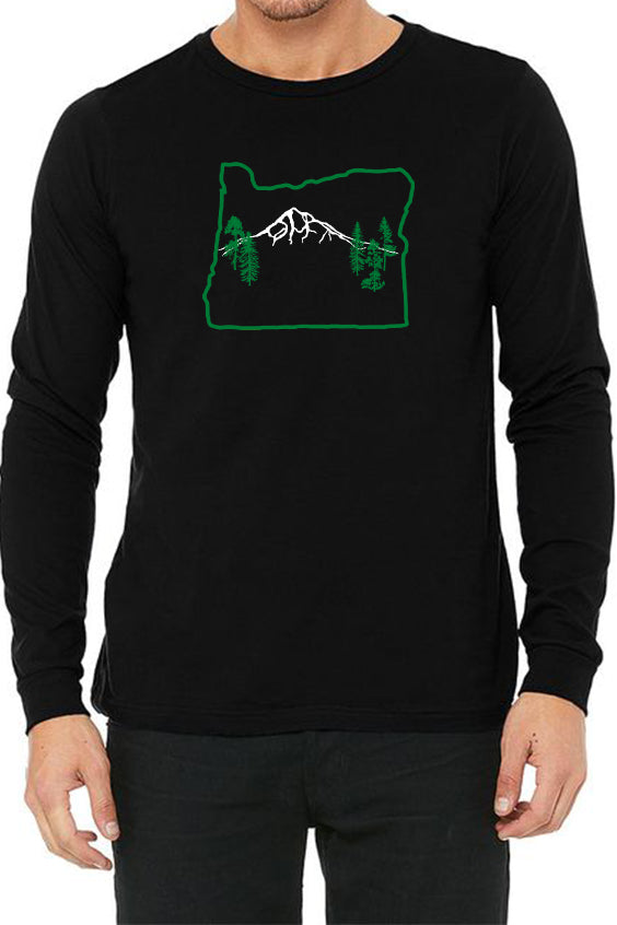 Oregon Map Mt Hood Long Sleeve T-Shirt - Unisex Black – Salty Raven