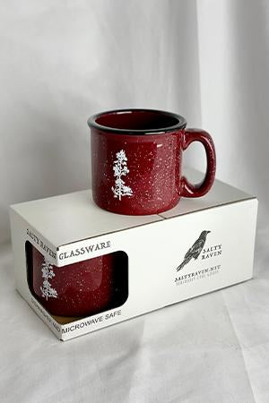 Pine Tree Flock Maroon 15oz Ceramic Campfire Mug