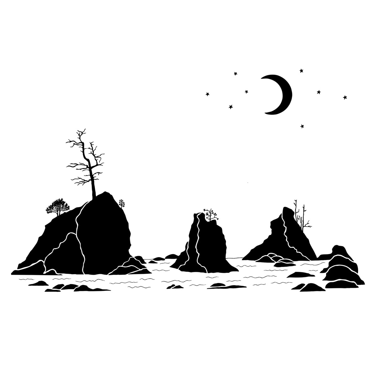 Landscape Series Moon over Three Graces – Salty Raven
