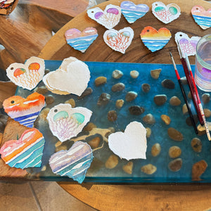 Handmade Original Watercolor Painted Hearts by Seasons Kaz Sparks
