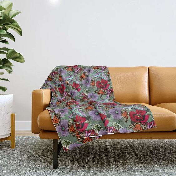 Poppy Flowers & Tiger Moth Home Products - Blanket