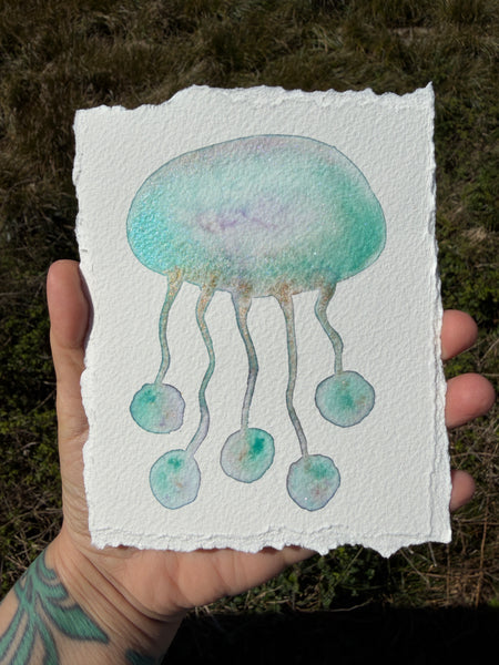 Bubble Jelly 11x14  - Original Watercolor Paintings By Seasons Kaz Sparks