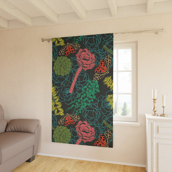 Succulent Print Window Curtain | Coastal Beach Scene Curtain