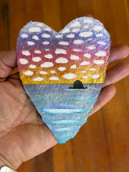 Rainbow Haystack Sunset 8x10  - Original Watercolor Paintings By Seasons Kaz Sparks