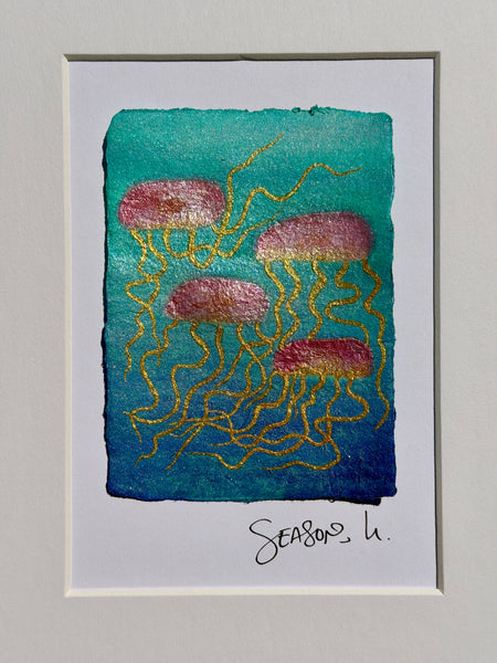 Call of the Jellies 8x10  - Original Watercolor Paintings By Seasons Kaz Sparks