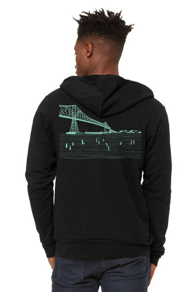 Gateway to the Sea A Ultra Soft  Zip Up Hoodie Black