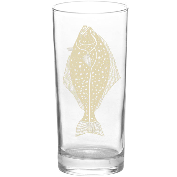Fish Halibut Color Tan Tall Collins Glass