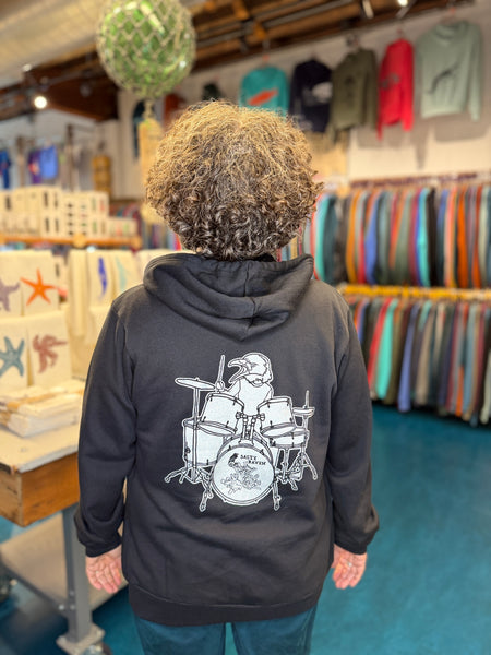 Salty Raven Drummer Ultra Soft Zip Up-Hoodie - Unisex Black