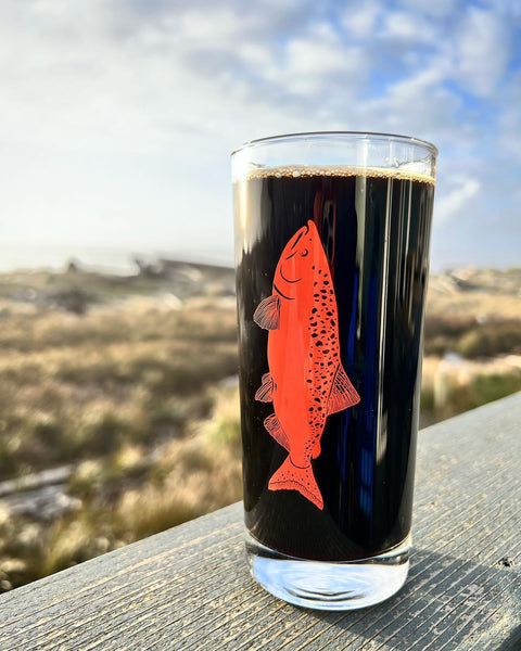 Fish Salmon Color Orange Tall Collins Glass