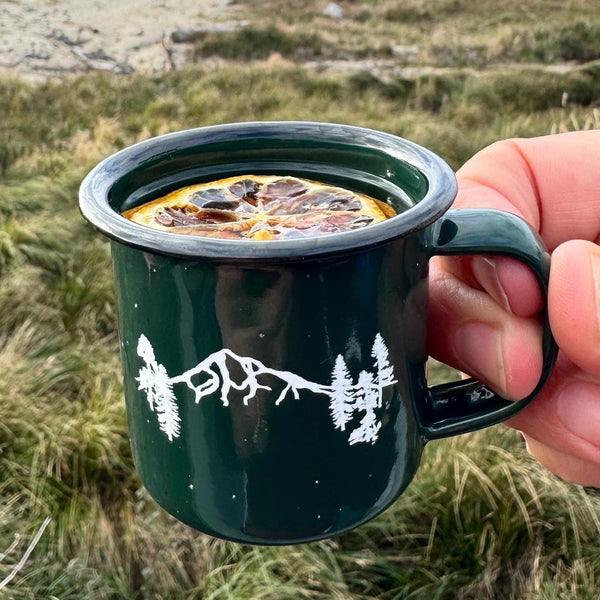Mt Forest - Mini Enamel Campfire Espresso Mugs or Ornaments 3oz