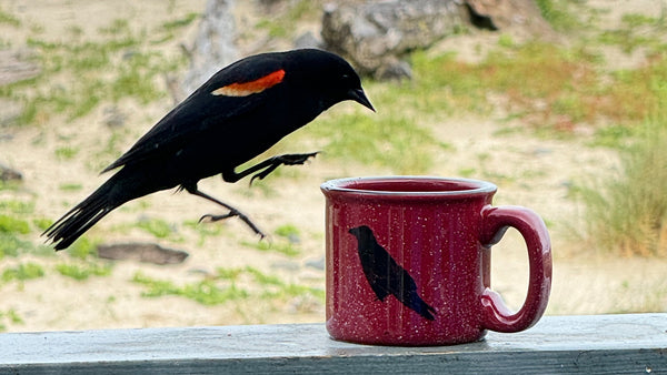 Perched Raven Maroon 15oz Ceramic Campfire Mug