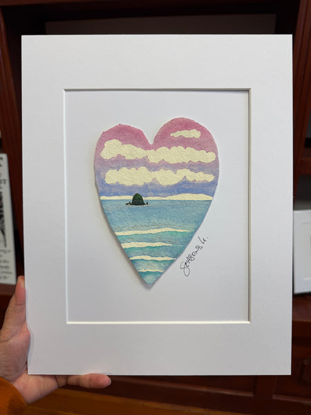 Delight in the day Haystack Heart 11 x 14  - Original Watercolor Paintings By Seasons Kaz Sparks