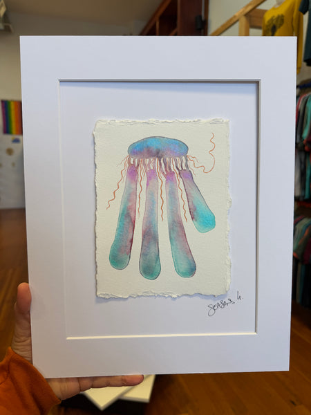 Legs of Juno Jelly 11x14  - Original Watercolor Paintings By Seasons Kaz Sparks