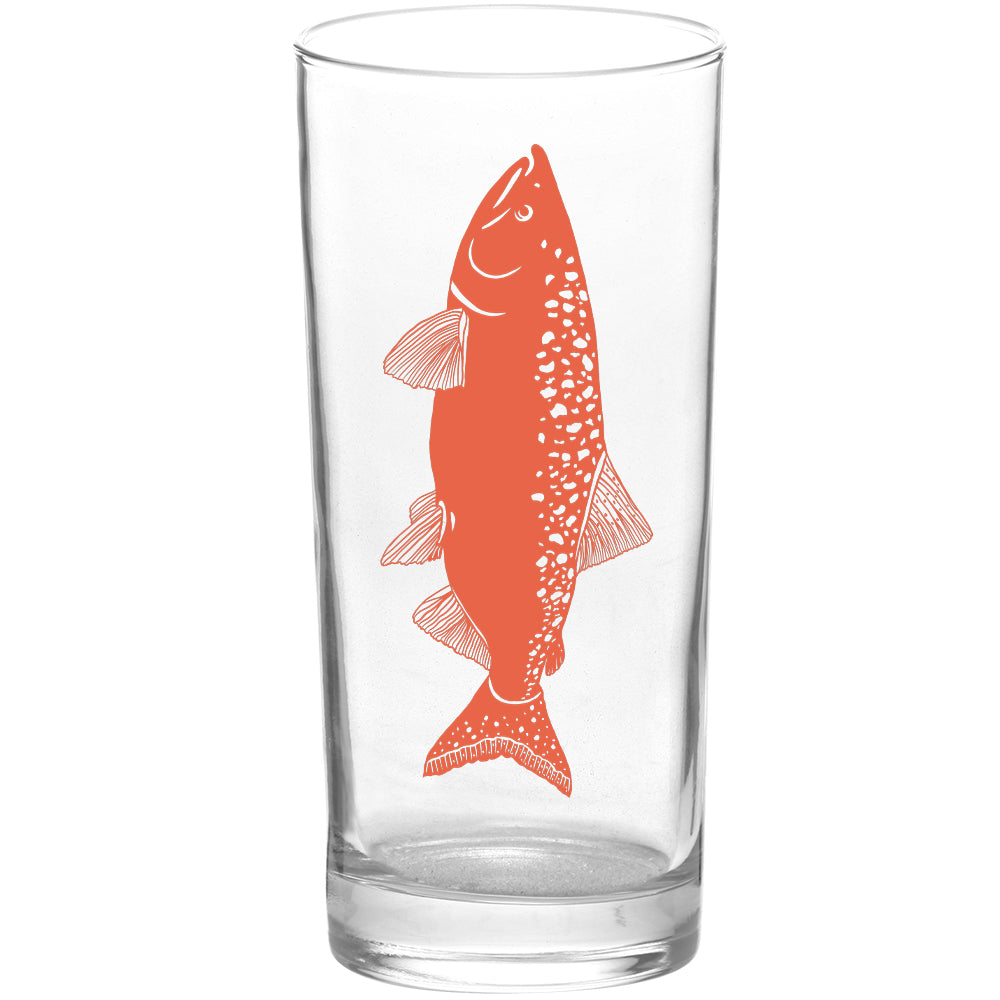 Fish Salmon Color Orange Tall Collins Glass