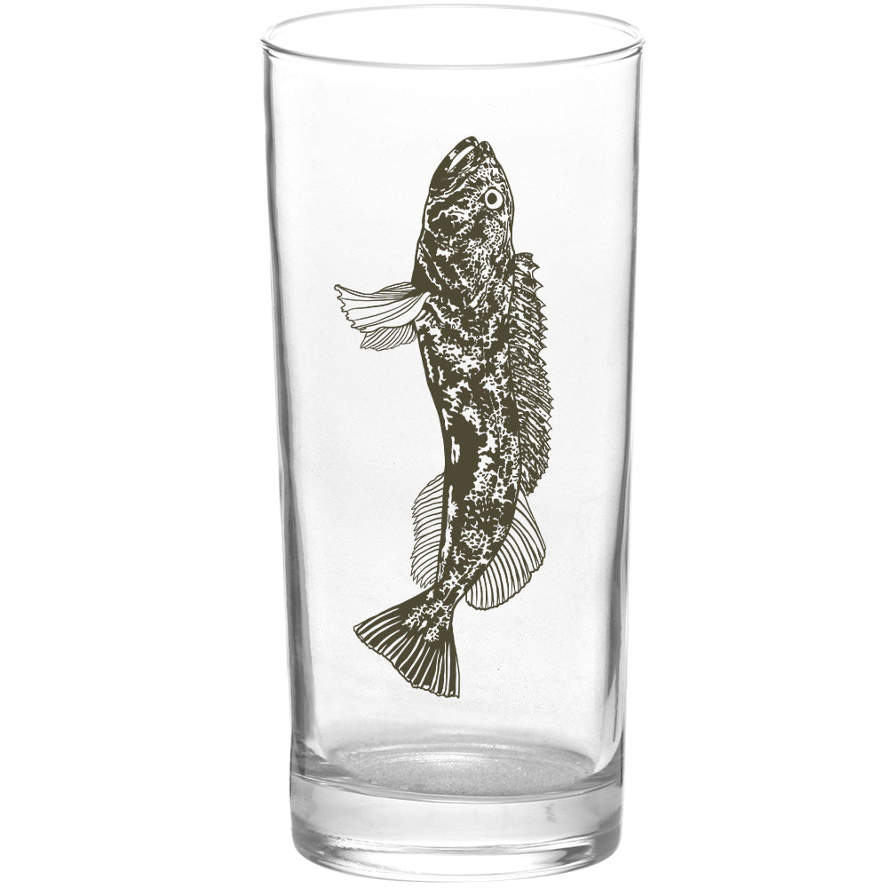 Fish Ling Cod Color Green Tall Collins Glass