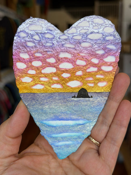 Rainbow Haystack Sunset 8x10  - Original Watercolor Paintings By Seasons Kaz Sparks