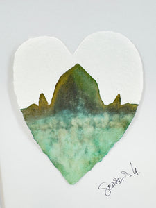 Haystack Earth Heart 11 x 14  - Original Watercolor Paintings By Seasons Kaz Sparks