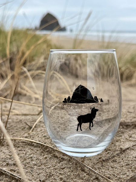 Elk Haystack Love Stemless Wine Glass