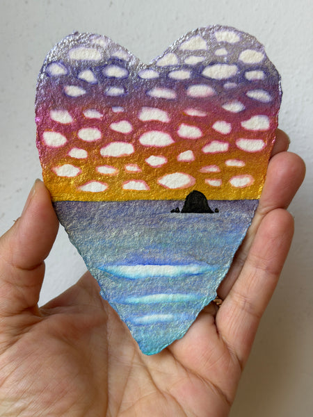 Rainbow Haystack Sunset 8x10  - Original Watercolor Paintings By Seasons Kaz Sparks