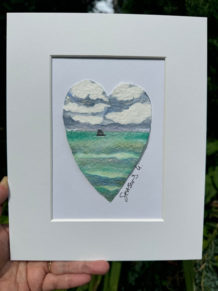 Pyramid Rock Daydreaming 8x10  - Original Watercolor Paintings By Seasons Kaz Sparks