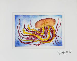 Astral Jelly  8x10  - Original Watercolor Paintings By Seasons Kaz Sparks
