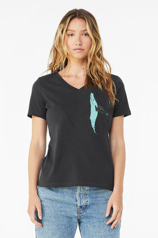 Humpback Whale Breaching V-Neck Women's Ladies T-shirt