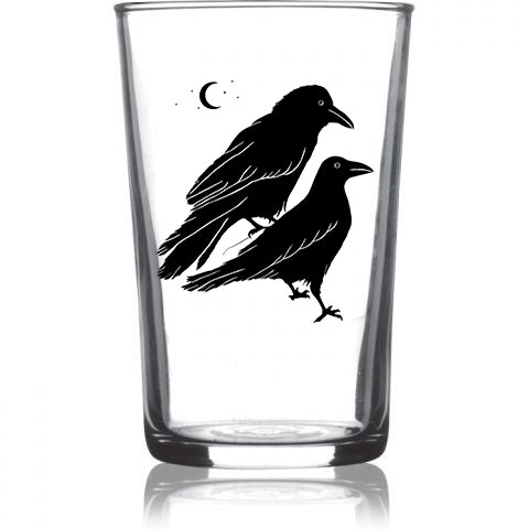 "All The Ravens" 6.75oz Euro Wine Juice Glass 4 Pack Black Set