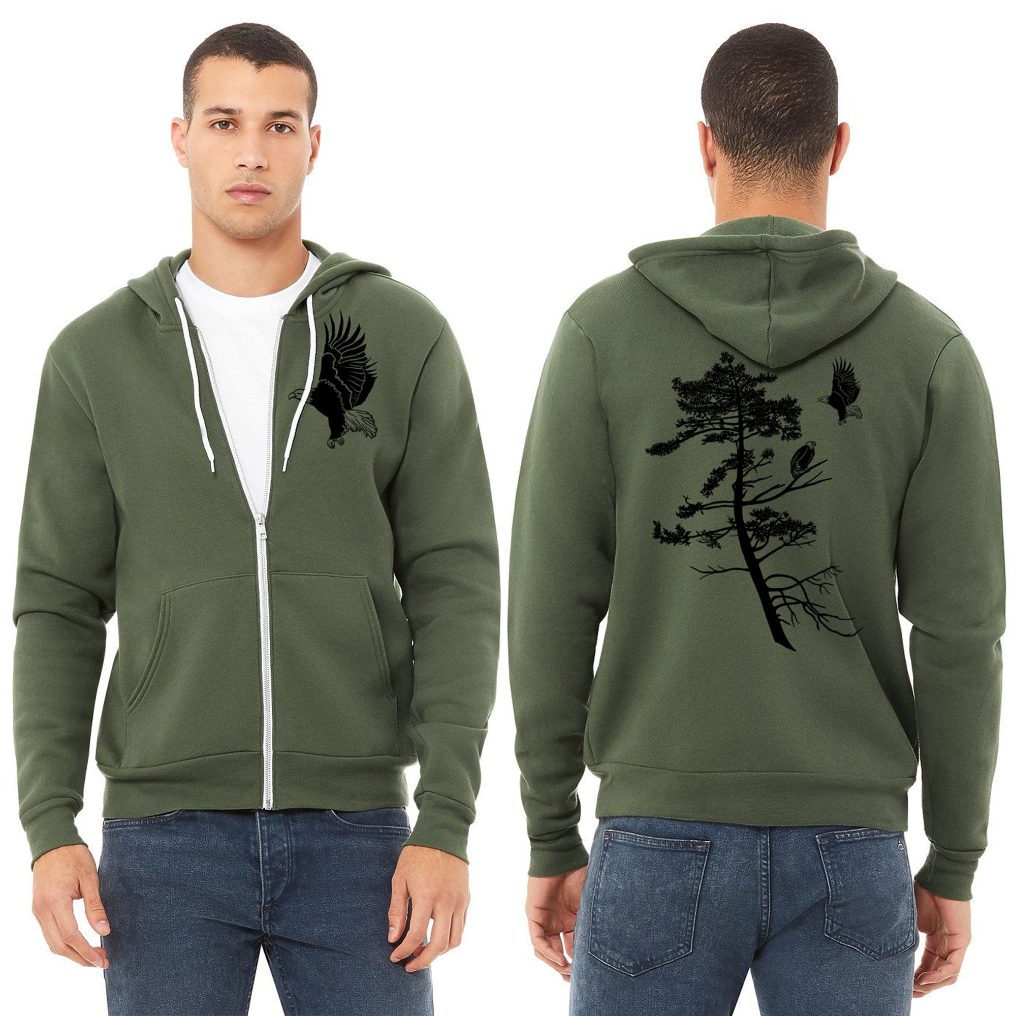 Coastal Eagles Ultra Soft Zip up Hoodie - Unisex Military Green