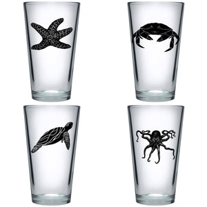 4 Pack Boxed Set Mushrooms Colors and Black Tall Collins Glasses – Salty  Raven