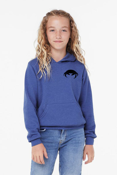 Craby Beach - Youth Pull Over Hoodie Heather True Royal