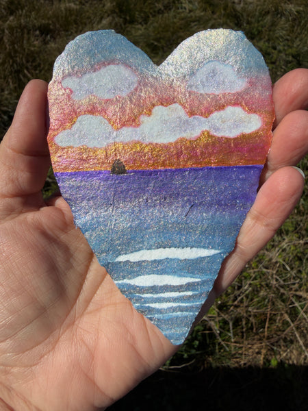 Moving Through Haystack Heart 8 x 10  - Original Watercolor Paintings By Seasons Kaz Sparks