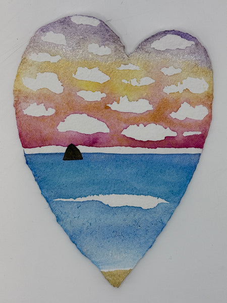 Summer Rainbow Heart 11 x 14  - Original Watercolor Paintings By Seasons Kaz Sparks