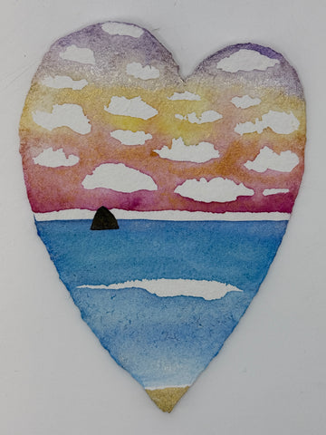 Summer Rainbow Heart 11 x 14  - Original Watercolor Paintings By Seasons Kaz Sparks